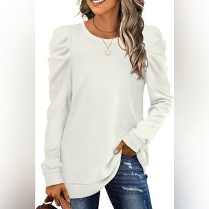 White long puff sleeve top
